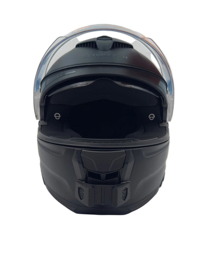 Schuberth S3 -kypärän leukaosan kamerakiinnike edestä | Schuberth S3 helmet chin camera mount, front view